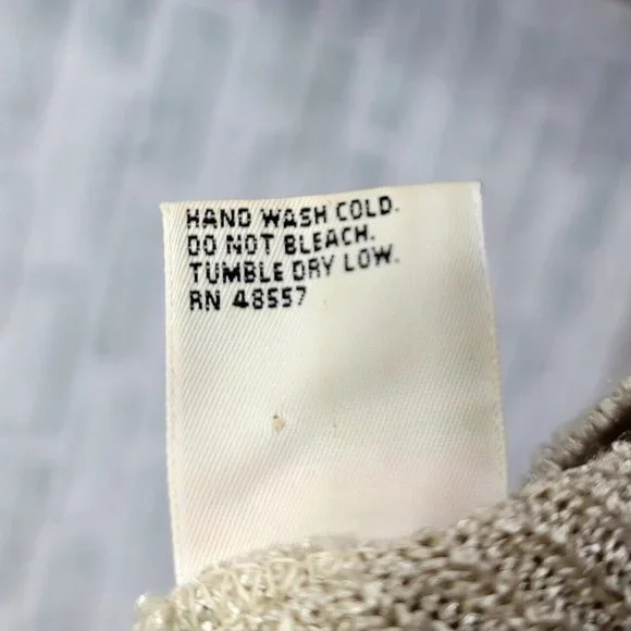 Vintage 90s Real Ellemenno Womens L Champagne Ribbed Stretch Knit S/S Turtleneck - Picture 6 of 6